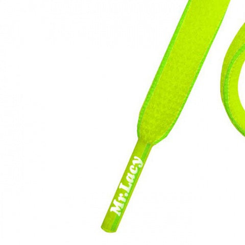 Mr Lacy Neon Yellow & Neon Green Slimmies Oval Shoelaces