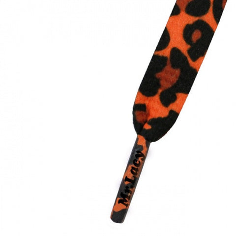 Mr Lacy Printies Bright Orange Leopard Print Shoe Laces