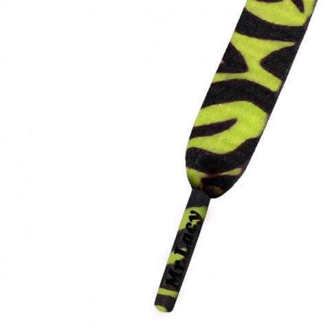 Mr Lacy Neon Lime Yellow Zebra Printies Shoelaces