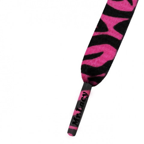 Mr Lacy Neon Pink Zebra Printies Shoelaces