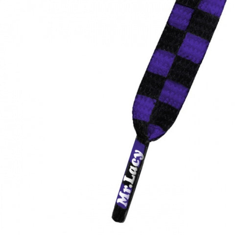 Mr Lacy Purple & Black Checkered Printies Shoelaces