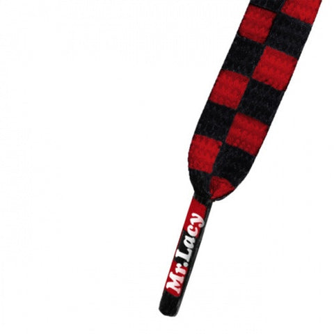 Mr Lacy Red & Black Checkered Printies Shoelaces