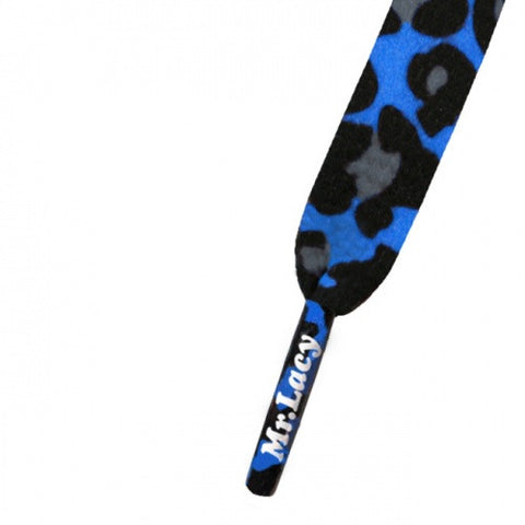 Mr Lacy Royal Blue Leopard Printies Shoelaces