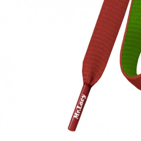 Mr Lacy Kelly Green & Red Clubbies Two Tone Shoelaces