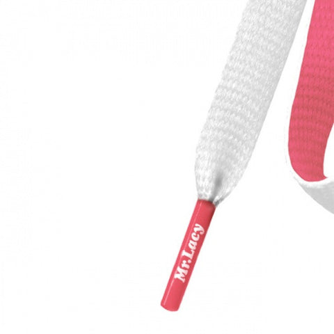 Mr Lacy White & Neon Pink Clubbies Two Tone Shoelaces