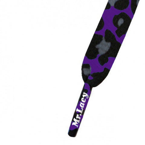 Mr Lacy Purple Leopard Printies Shoelaces