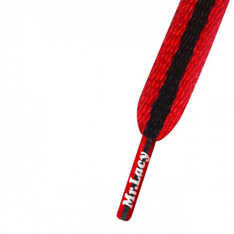 Mr Lacy Stripies Red & Black Striped Shoelaces