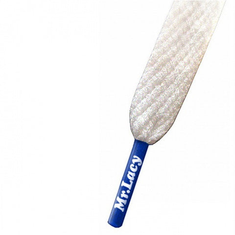 Mr Lacy White & Royal Blue Colour Tips Shoelaces