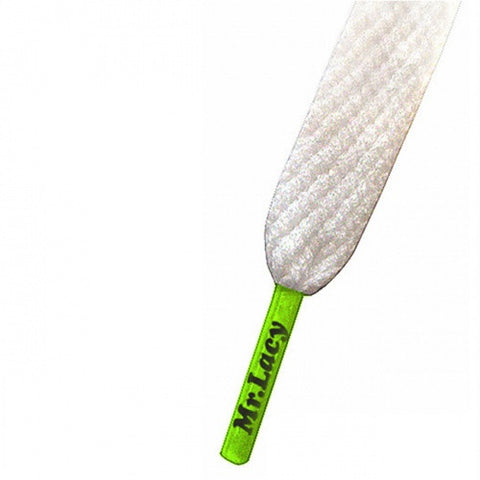 Mr Lacy White & Neon Green Colour Tips Shoelaces