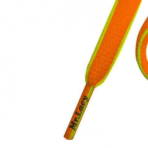 Mr Lacy Orange & Neon Green Slimmies Oval Shoelaces